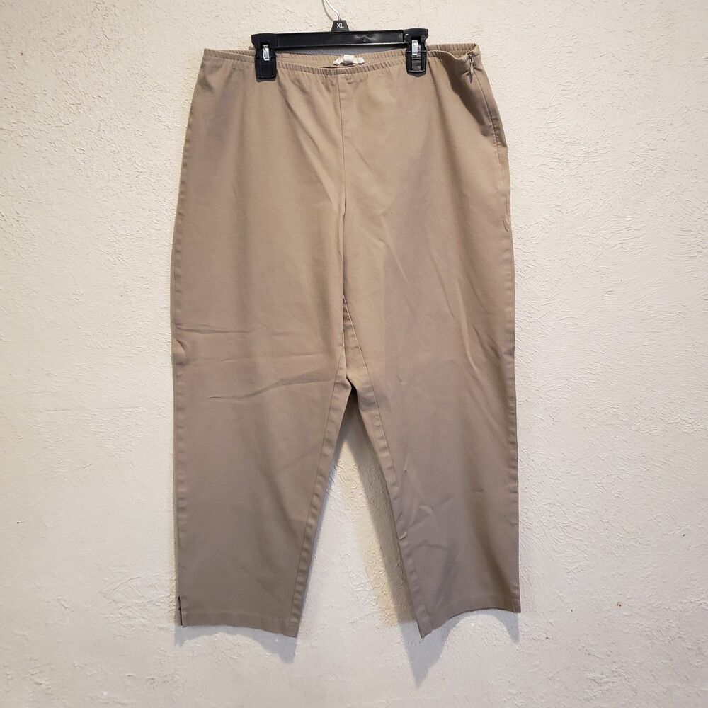 Eileen Fisher Pants Womens Large Khaki Tan Pull On Side Zip Casual Office Slacks
